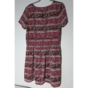 Isani‎ By Target XL Paisley Red Dress Elastic Waist Short Sleeved